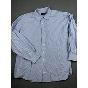 NWOT Ralph Lauren Men SZ 3XB Blue Plaid Button Down Shirt Pink Pony logo